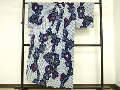平和屋着物∴夏物　浴衣　有松鳴海絞り　舞花　綿　逸品　DABI5657op
