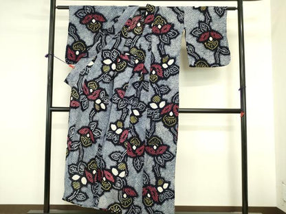 平和屋着物∴夏物　浴衣　有松鳴海絞り　草花　綿　逸品　DABI5659op