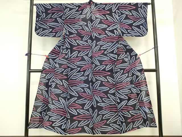 平和屋着物∴夏物　浴衣　有松鳴海絞り　草葉文　綿　逸品　DABI5662op