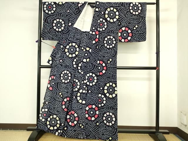 平和屋着物∴夏物　浴衣　有松鳴海絞り　舞花　綿　逸品　DABI5663op
