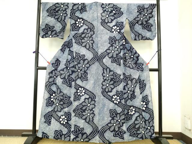 平和屋着物∴夏物　浴衣　有松鳴海絞り　流水花文　綿　逸品　DABI5665op