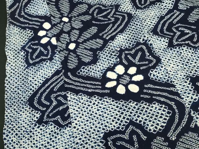平和屋着物∴夏物　浴衣　有松鳴海絞り　流水花文　綿　逸品　DABI5665op
