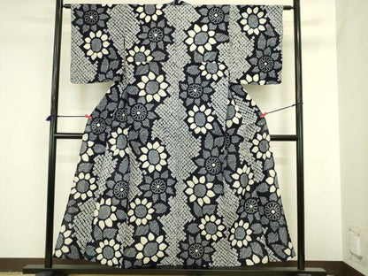 平和屋着物∴夏物　浴衣　有松鳴海絞り　舞花　綿　逸品　DABI5666op