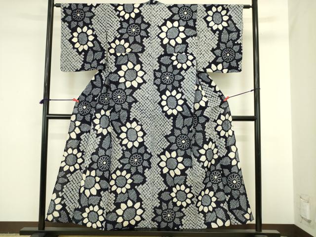 平和屋着物∴夏物　浴衣　有松鳴海絞り　舞花　綿　逸品　DABI5666op