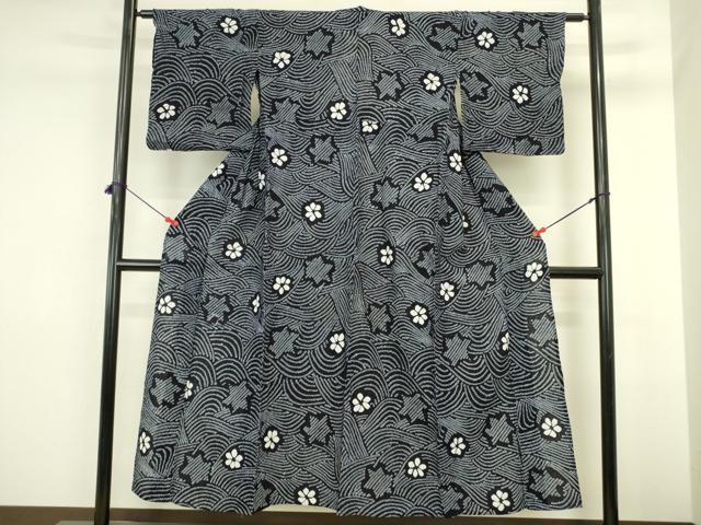 平和屋着物∴夏物　浴衣　有松鳴海絞り　流水花文　綿　逸品　DABI5670op