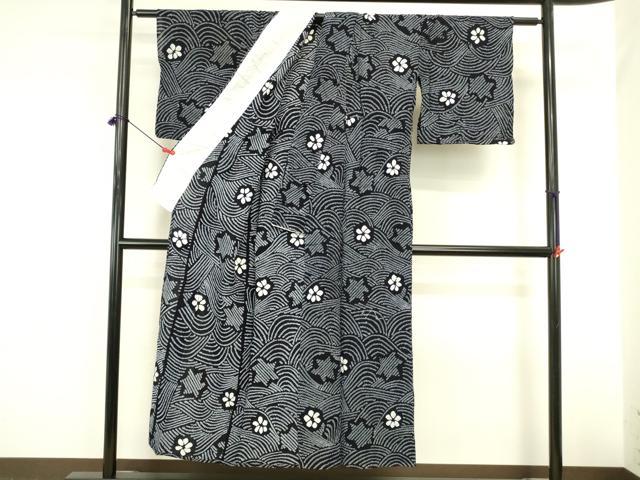 平和屋着物∴夏物　浴衣　有松鳴海絞り　流水花文　綿　逸品　DABI5670op
