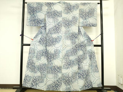 平和屋着物∴夏物　浴衣　有松鳴海絞り　草花　綿　逸品　DABI5671op