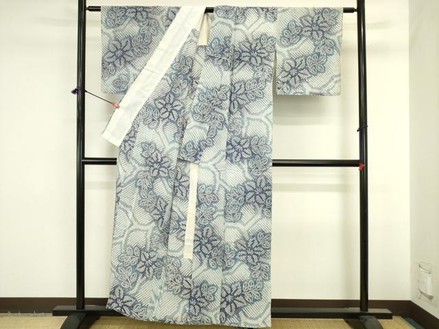 平和屋着物∴夏物　浴衣　有松鳴海絞り　草花　綿　逸品　DABI5671op
