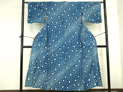 平和屋着物∴夏物　浴衣　有松鳴海絞り　よろけ縞　綿　逸品　DABI5673op