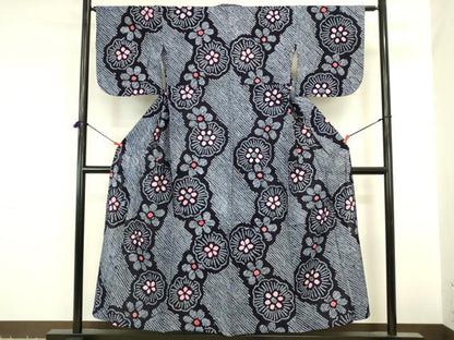 平和屋着物∴夏物　浴衣　有松鳴海絞り　舞花　綿　逸品　DABI5675op