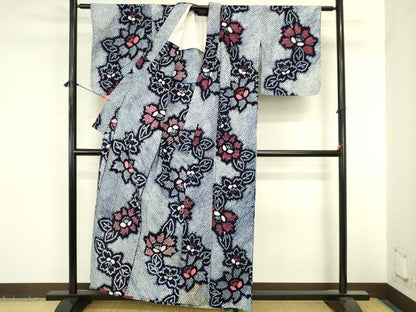 平和屋着物∴夏物　浴衣　有松鳴海絞り　草花文　綿　逸品　DABI5676op
