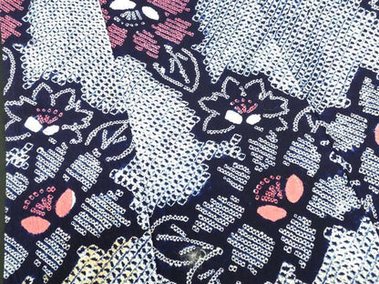 平和屋着物∴夏物　浴衣　有松鳴海絞り　草花文　綿　逸品　DABI5676op