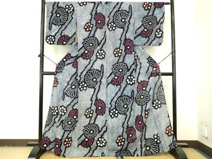 平和屋着物∴夏物　浴衣　有松鳴海絞り　舞花　綿　逸品　DABI5677op