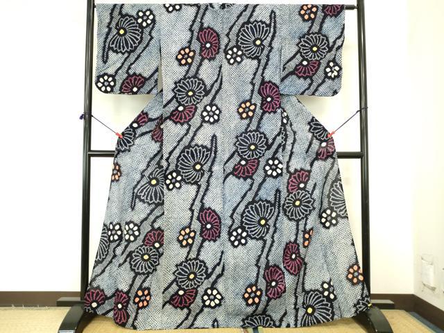 平和屋着物∴夏物　浴衣　有松鳴海絞り　舞花　綿　逸品　DABI5677op