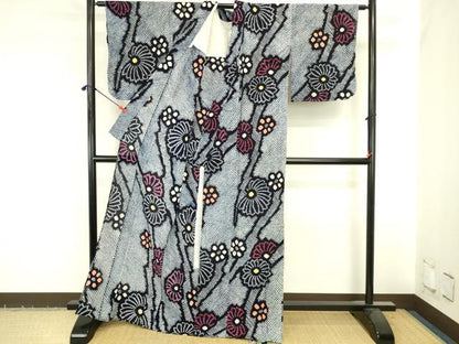 平和屋着物∴夏物　浴衣　有松鳴海絞り　舞花　綿　逸品　DABI5677op