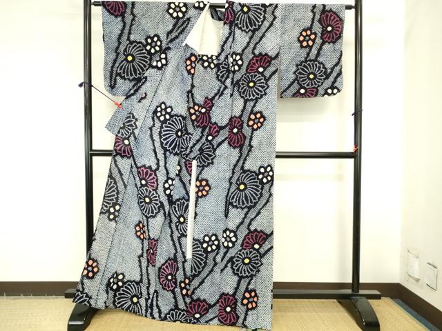 平和屋着物∴夏物　浴衣　有松鳴海絞り　舞花　綿　逸品　DABI5677op