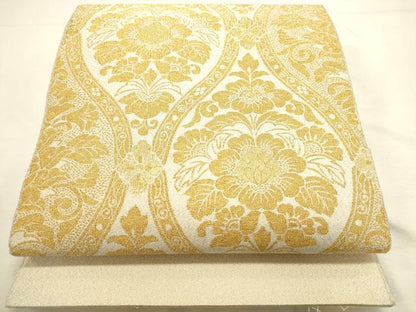 平和屋本店▼太鼓柄袋帯　綴れ　唐花立涌文　本金糸24K　正絹　逸品　DABI5680op