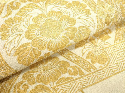 平和屋本店▼太鼓柄袋帯　綴れ　唐花立涌文　本金糸24K　正絹　逸品　DABI5680op