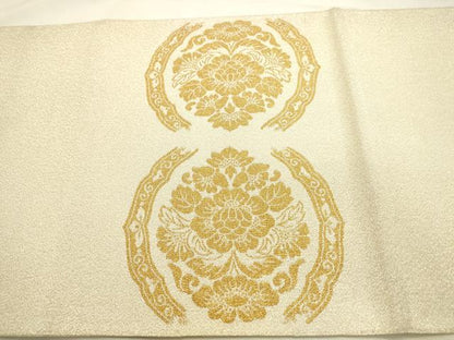平和屋本店▼太鼓柄袋帯　綴れ　唐花立涌文　本金糸24K　正絹　逸品　DABI5680op