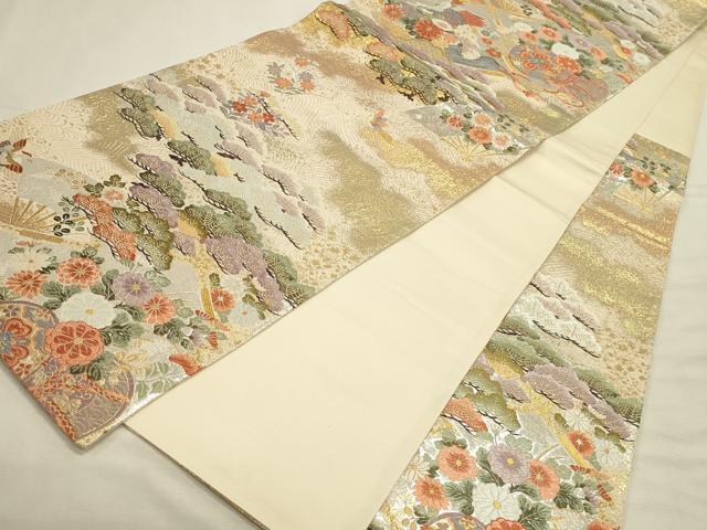 平和屋本店▼六通柄袋帯　唐織　桃山宝華松文　本金箔二重　正絹　逸品　DABI5706op