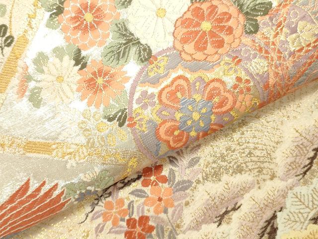 平和屋本店▼六通柄袋帯　唐織　桃山宝華松文　本金箔二重　正絹　逸品　DABI5706op