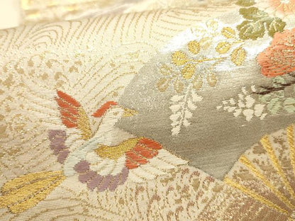 平和屋本店▼六通柄袋帯　唐織　桃山宝華松文　本金箔二重　正絹　逸品　DABI5706op