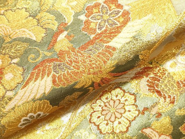 平和屋本店▼六通柄袋帯　唐織　鳳凰花文　麗華錦　本金箔　正絹　逸品　DABI5708op