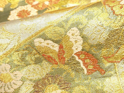 平和屋本店▼六通柄袋帯　唐織　鳳凰花文　麗華錦　本金箔　正絹　逸品　DABI5708op