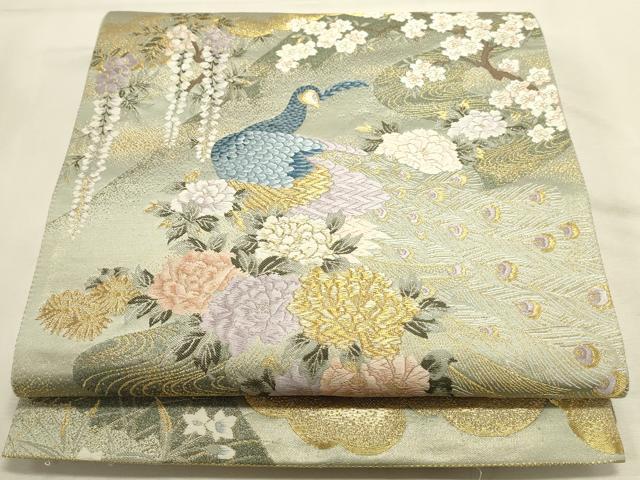 平和屋本店▼六通柄袋帯　唐織　障壁花鳥文　九百錦　本金二重織　正絹　逸品　DABI5710op