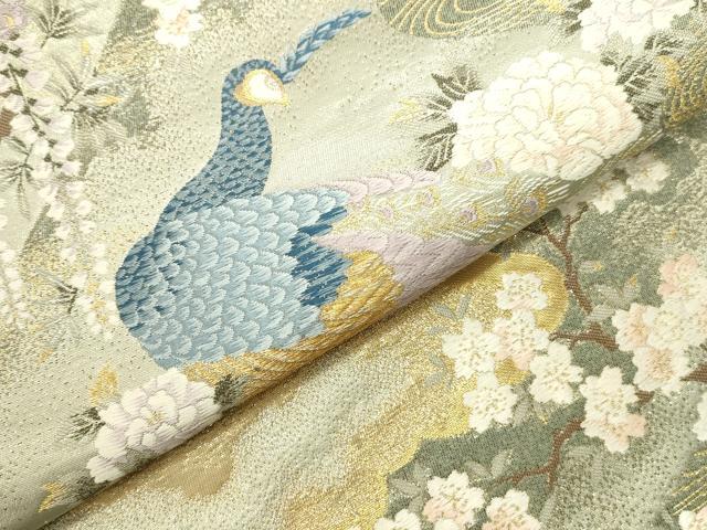 平和屋本店▼六通柄袋帯　唐織　障壁花鳥文　九百錦　本金二重織　正絹　逸品　DABI5710op