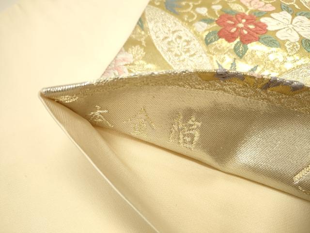 平和屋本店▼六通柄袋帯　唐織　慶寿　七宝双鶴花文　本金箔　正絹　逸品　DABI5712op