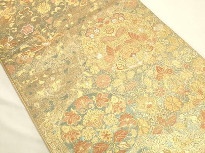 平和屋本店▼六通柄袋帯　古代彫金紋　本金箔二重　正絹　逸品　DABI5715op
