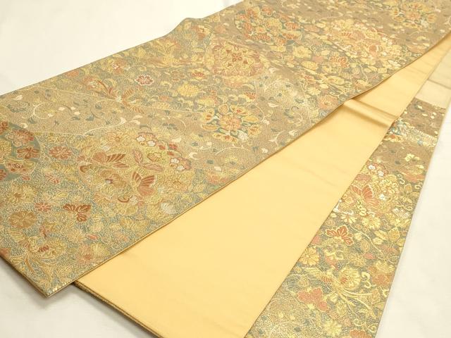 平和屋本店▼六通柄袋帯　古代彫金紋　本金箔二重　正絹　逸品　DABI5715op