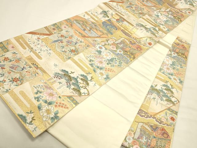平和屋本店▼六通柄袋帯　唐織　慶長色紙絢爛文　本金箔　正絹　逸品　DABI5721op