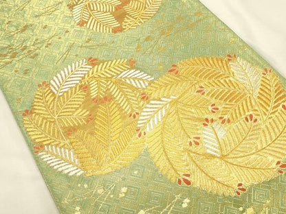 平和屋本店▼佐賀錦　全通柄袋帯　唐織　吉祥若松文　純金箔　正絹　逸品　DABI5724op