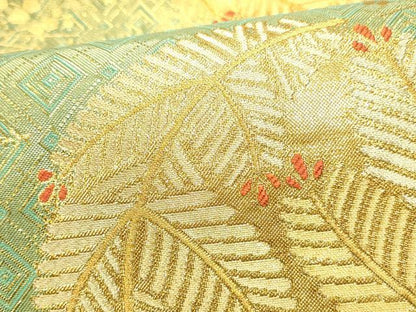 平和屋本店▼佐賀錦　全通柄袋帯　唐織　吉祥若松文　純金箔　正絹　逸品　DABI5724op