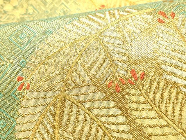 平和屋本店▼佐賀錦　全通柄袋帯　唐織　吉祥若松文　純金箔　正絹　逸品　DABI5724op