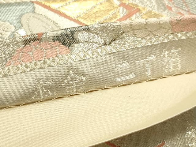 平和屋本店▼六通柄袋帯　人物風景花文　本金二丁箔　正絹　逸品　DABI5725op