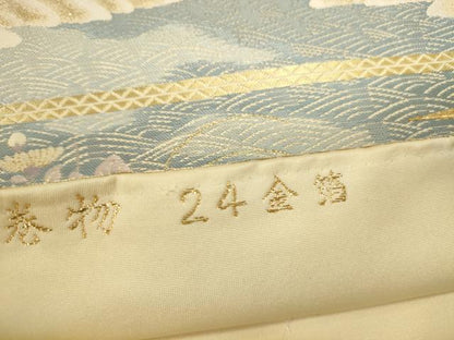 平和屋本店▼六通柄袋帯　唐織　源氏絵巻物　24金箔　正絹　逸品　DABI5732op