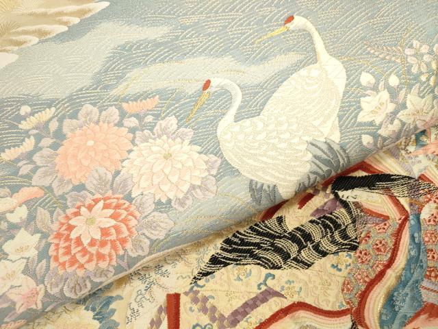 平和屋本店▼六通柄袋帯　唐織　源氏絵巻物　24金箔　正絹　逸品　DABI5732op