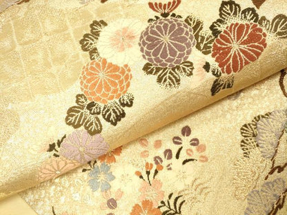 平和屋本店▼六通柄袋帯　唐織　花松文　箔宝錦　本金箔　正絹　逸品　DABI5736op