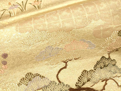 平和屋本店▼六通柄袋帯　唐織　花松文　箔宝錦　本金箔　正絹　逸品　DABI5736op