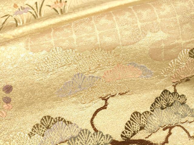 平和屋本店▼六通柄袋帯　唐織　花松文　箔宝錦　本金箔　正絹　逸品　DABI5736op