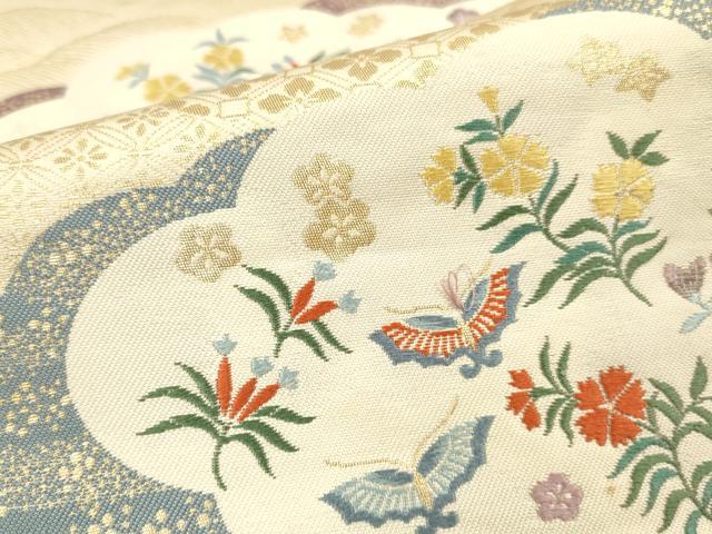 平和屋本店▼六通柄袋帯　唐織　雲取小袖文　本金箔　正絹　逸品　DABI5740op
