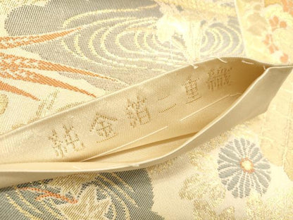 平和屋本店▼六通柄袋帯　桃山花鳥　純金箔二重織　正絹　逸品　DABI5743op