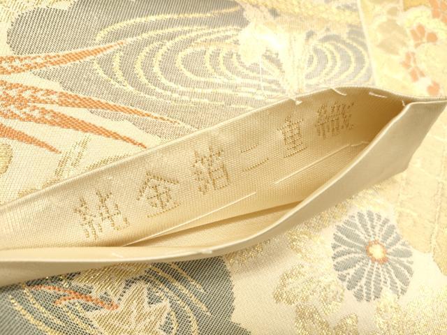平和屋本店▼六通柄袋帯　桃山花鳥　純金箔二重織　正絹　逸品　DABI5743op
