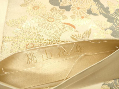 平和屋本店▼六通柄袋帯　桃山花鳥　純金箔二重織　正絹　逸品　DABI5743op