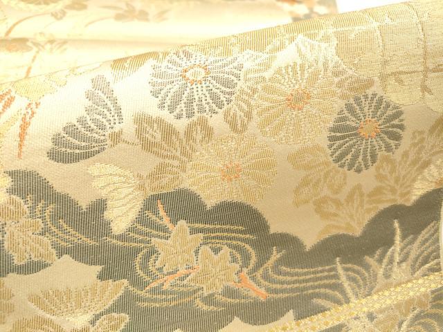 平和屋本店▼六通柄袋帯　桃山花鳥　純金箔二重織　正絹　逸品　DABI5743op