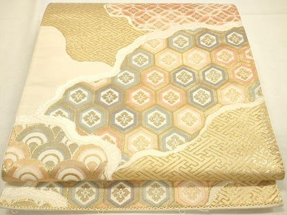平和屋本店▼六通柄袋帯　道長吉祥文　有職錦　本金箔24K　正絹　逸品　DABI5744op