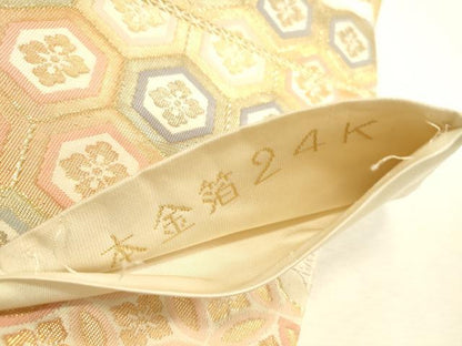 平和屋本店▼六通柄袋帯　道長吉祥文　有職錦　本金箔24K　正絹　逸品　DABI5744op